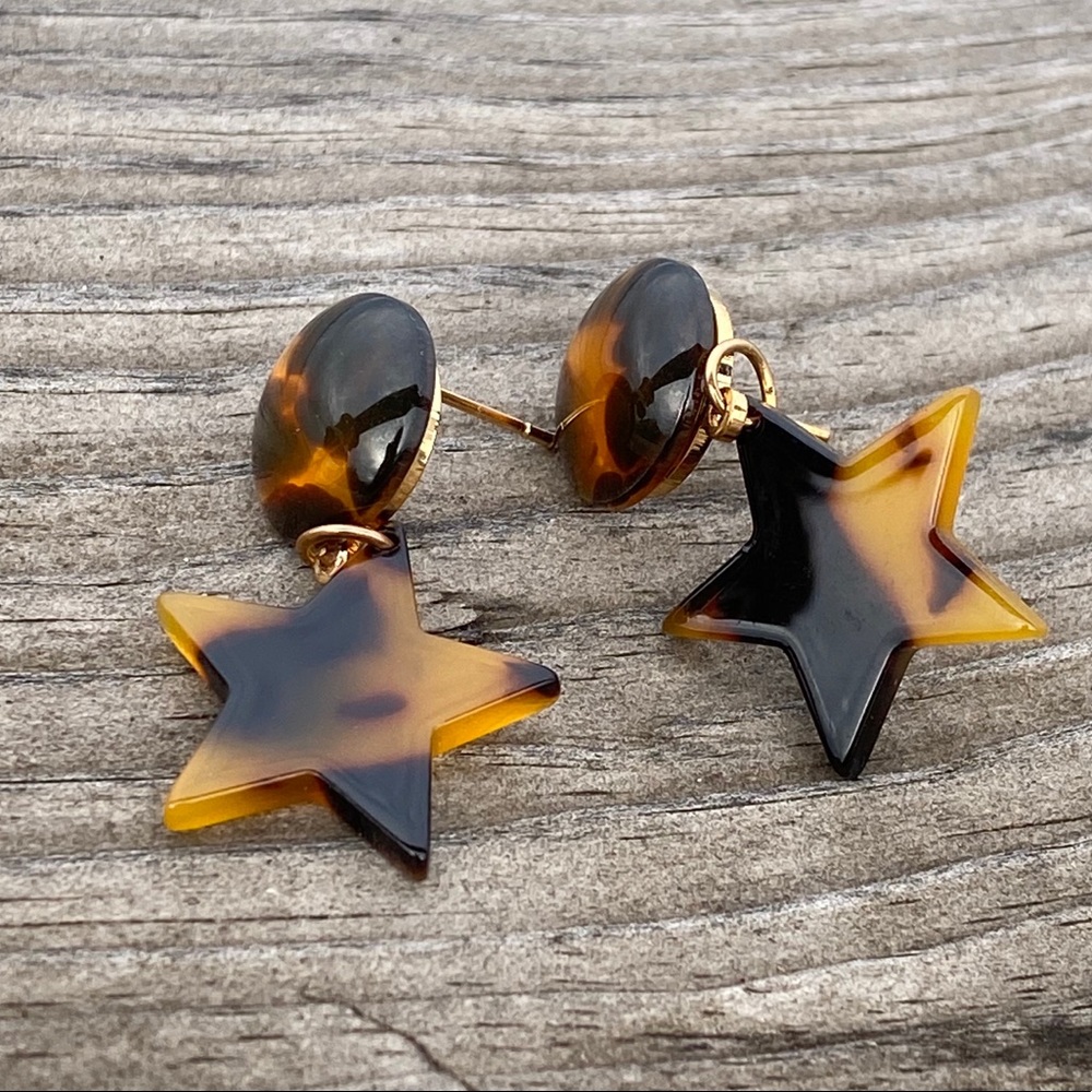 Tortoise earrings light weight stars drop stud